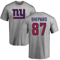 Sterling Shepard Ash Name & Number Logo - #87 Football New York Giants T-Shirt