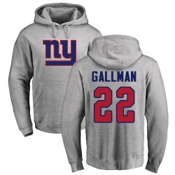 Wayne Gallman Ash Name & Number Logo - #22 Football New York Giants Pullover Hoodie