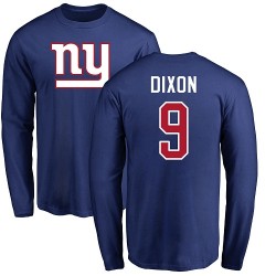 Riley Dixon Royal Blue Name & Number Logo - #9 Football New York Giants Long Sleeve T-Shirt