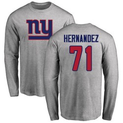 Will Hernandez Ash Name & Number Logo - #71 Football New York Giants Long Sleeve T-Shirt