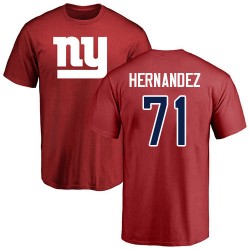 Will Hernandez Red Name & Number Logo - #71 Football New York Giants T-Shirt