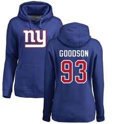 Women's B.J. Goodson Royal Blue Name & Number Logo - #93 Football New York Giants Pullover Hoodie