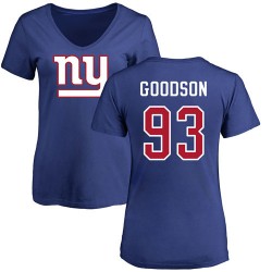 Women's B.J. Goodson Royal Blue Name & Number Logo - #93 Football New York Giants T-Shirt