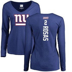 Women's Aldrick Rosas Royal Blue Backer - #2 Football New York Giants Long Sleeve T-Shirt