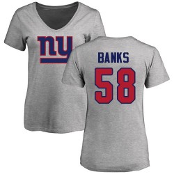 Women's Carl Banks Ash Name & Number Logo - #58 Football New York Giants T-Shirt