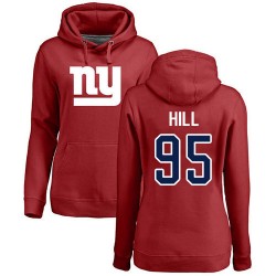 Women's B.J. Hill Red Name & Number Logo - #95 Football New York Giants Pullover Hoodie