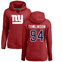 Women's Dalvin Tomlinson Red Name & Number Logo - #94 Football New York Giants Pullover Hoodie