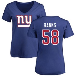 Women's Carl Banks Royal Blue Name & Number Logo - #58 Football New York Giants T-Shirt