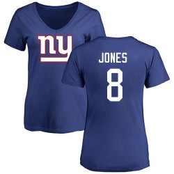 Women's Daniel Jones Royal Blue Name & Number Logo - #8 Football New York Giants T-Shirt