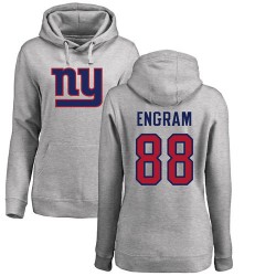 Women's Evan Engram Ash Name & Number Logo - #88 Football New York Giants Pullover Hoodie