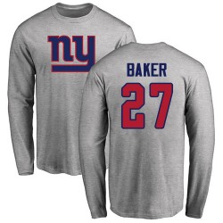 Women's Deandre Baker Ash Name & Number Logo - #27 Football New York Giants Long Sleeve T-Shirt