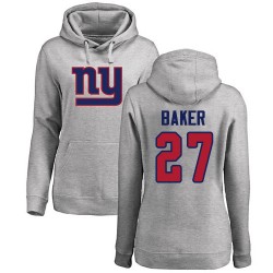 Women's Deandre Baker Ash Name & Number Logo - #27 Football New York Giants Pullover Hoodie