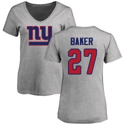 Women's Deandre Baker Ash Name & Number Logo - #27 Football New York Giants T-Shirt