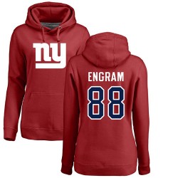 Women's Evan Engram Red Name & Number Logo - #88 Football New York Giants Pullover Hoodie