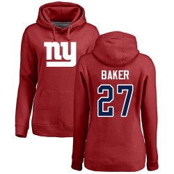 Women's Deandre Baker Red Name & Number Logo - #27 Football New York Giants Pullover Hoodie