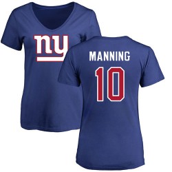 Women's Eli Manning Royal Blue Name & Number Logo - #10 Football New York Giants T-Shirt