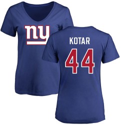 Women's Doug Kotar Royal Blue Name & Number Logo - #44 Football New York Giants T-Shirt