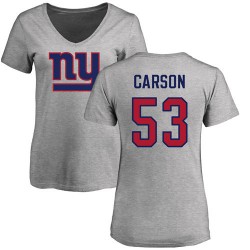 Women's Harry Carson Ash Name & Number Logo - #53 Football New York Giants T-Shirt