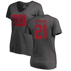 Women's Jabrill Peppers Ash One Color - #21 Football New York Giants T-Shirt