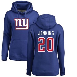 Women's Janoris Jenkins Royal Blue Name & Number Logo - #20 Football New York Giants Pullover Hoodie