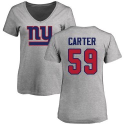 Women's Lorenzo Carter Ash Name & Number Logo - #59 Football New York Giants T-Shirt