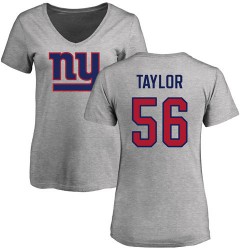 Women's Lawrence Taylor Ash Name & Number Logo - #56 Football New York Giants T-Shirt