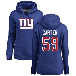 Women's Lorenzo Carter Royal Blue Name & Number Logo - #59 Football New York Giants Pullover Hoodie