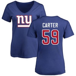 Women's Lorenzo Carter Royal Blue Name & Number Logo - #59 Football New York Giants T-Shirt