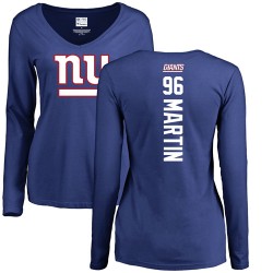 Women's Kareem Martin Royal Blue Backer - #96 Football New York Giants Long Sleeve T-Shirt