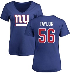 Women's Lawrence Taylor Royal Blue Name & Number Logo - #56 Football New York Giants T-Shirt