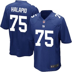 Game Men's Jon Halapio Royal Blue Home Jersey - #75 Football New York Giants