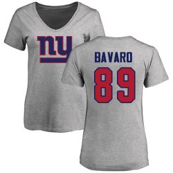 Women's Mark Bavaro Ash Name & Number Logo - #89 Football New York Giants T-Shirt