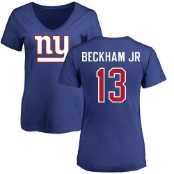 Women's Odell Beckham Jr Royal Blue Name & Number Logo - #13 Football New York Giants T-Shirt