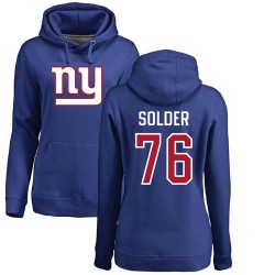 Women's Nate Solder Royal Blue Name & Number Logo - #76 Football New York Giants Pullover Hoodie