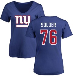 Women's Nate Solder Royal Blue Name & Number Logo - #76 Football New York Giants T-Shirt
