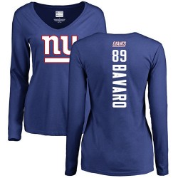 Women's Mark Bavaro Royal Blue Backer - #89 Football New York Giants Long Sleeve T-Shirt