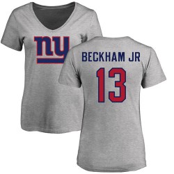 Women's Odell Beckham Jr Ash Name & Number Logo - #13 Football New York Giants T-Shirt