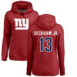 Women's Odell Beckham Jr Red Name & Number Logo - #13 Football New York Giants Pullover Hoodie