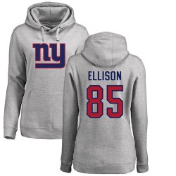 Women's Rhett Ellison Ash Name & Number Logo - #85 Football New York Giants Pullover Hoodie