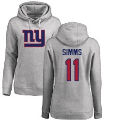 Women's Phil Simms Ash Name & Number Logo - #11 Football New York Giants Pullover Hoodie