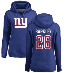 Women's Saquon Barkley Royal Blue Name & Number Logo - #26 Football New York Giants Pullover Hoodie