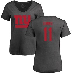 Women's Phil Simms Ash One Color - #11 Football New York Giants T-Shirt