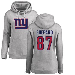 Women's Sterling Shepard Ash Name & Number Logo - #87 Football New York Giants Pullover Hoodie