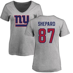 Women's Sterling Shepard Ash Name & Number Logo - #87 Football New York Giants T-Shirt