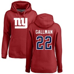 Women's Wayne Gallman Red Name & Number Logo - #22 Football New York Giants Pullover Hoodie