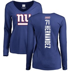 Women's Will Hernandez Royal Blue Backer - #71 Football New York Giants Long Sleeve T-Shirt