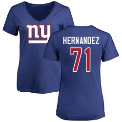 Women's Will Hernandez Royal Blue Name & Number Logo - #71 Football New York Giants T-Shirt