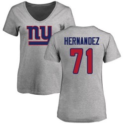 Women's Will Hernandez Ash Name & Number Logo - #71 Football New York Giants T-Shirt
