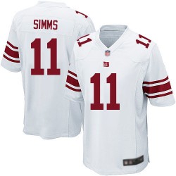 Game Men's Phil Simms White Road Jersey - #11 Football New York Giants