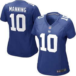 Game Women's Eli Manning Royal Blue Home Jersey - #10 Football New York Giants